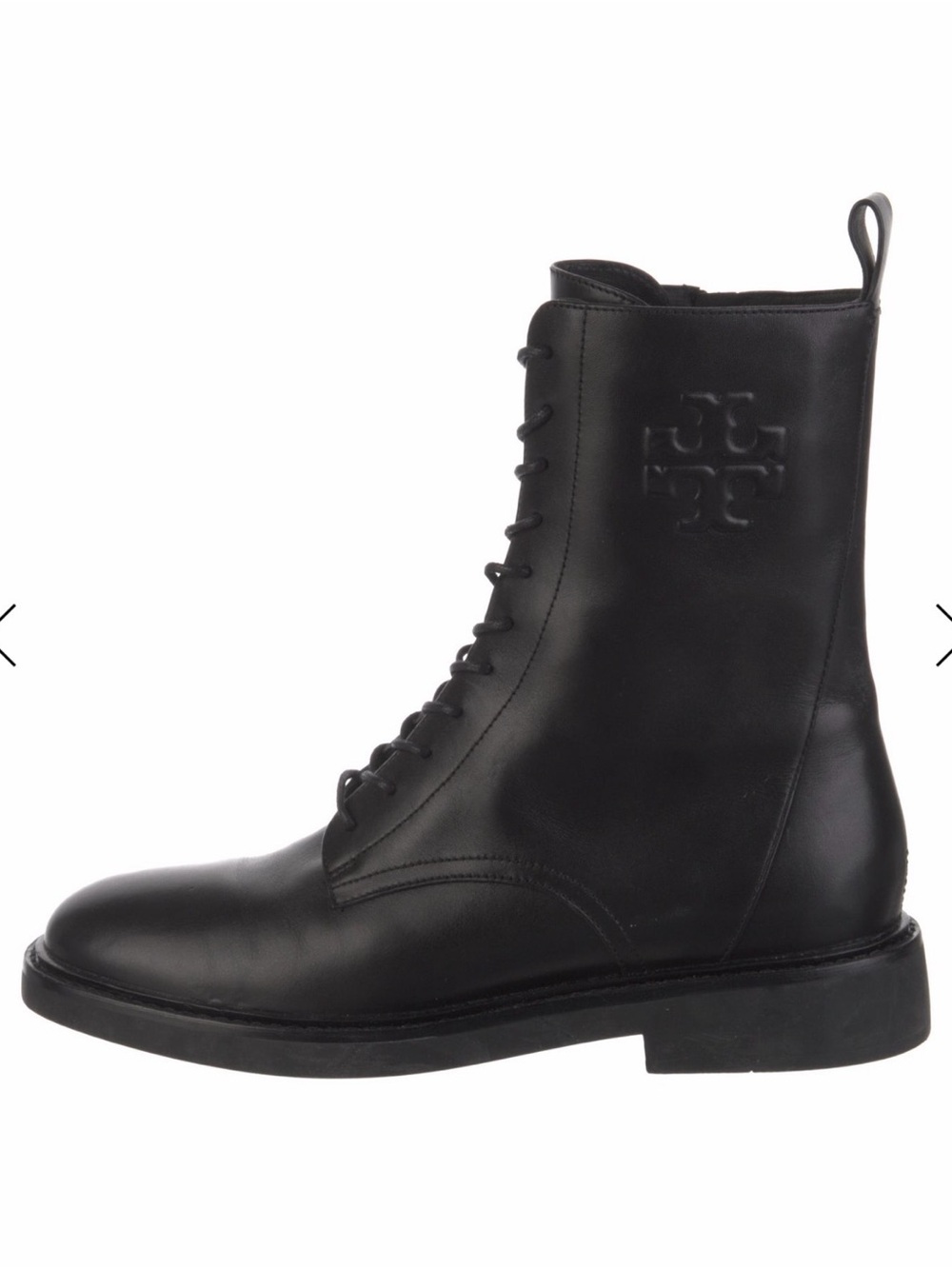 Tory Burch Black Leather Lace-Up Combat Boot - Men